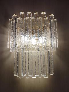  JL Light Style Murano glass wall sconce two Tiers hammered clear bars - 4298079