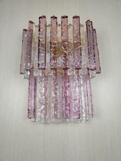  JL Light Style Murano glass wall sconce two tiers hammered amethyst and clear bars - 4298069