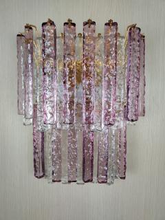  JL Light Style Murano glass wall sconce two tiers hammered amethyst and clear bars - 4298070