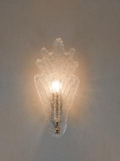  JL Light Style Murano glass wall sconce with clear Fantasy grained leaf - 4297666