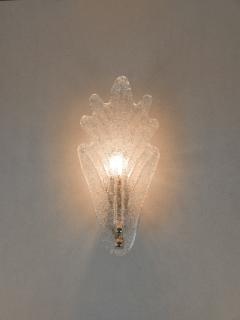  JL Light Style Murano glass wall sconce with clear Fantasy grained leaf - 4297669