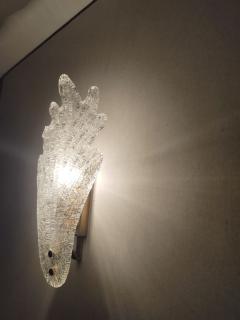  JL Light Style Murano glass wall sconce with clear Fantasy grained leaf - 4297673