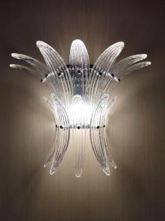  JL Light Style Murano glass wall sconce with clear Palmette glasses - 4297962