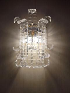  JL Light Style Murano glass wall sconce with clear alternated felci leaves - 4298001