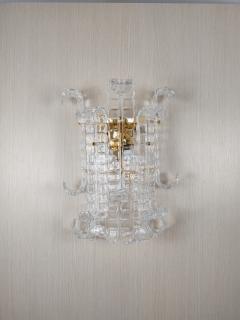  JL Light Style Murano glass wall sconce with clear alternated felci leaves - 4298003