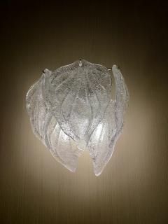  JL Light Style Murano glass wall sconce with clear flame leaves - 4298023