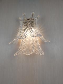  JL Light Style Murano glass wall sconce with clear large felci leaves - 4297933