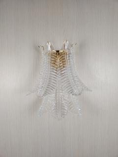  JL Light Style Murano glass wall sconce with clear large felci leaves - 4297935