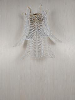  JL Light Style Murano glass wall sconce with clear large felci leaves - 4297936