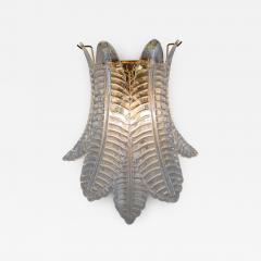  JL Light Style Murano glass wall sconce with clear large felci leaves - 4413685