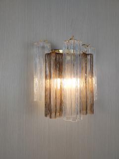  JL Light Style Murano glass wall sconce with side alternated clear and smokey tronchi glasses - 4298295