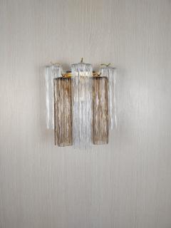  JL Light Style Murano glass wall sconce with side alternated clear and smokey tronchi glasses - 4298297