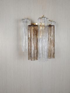  JL Light Style Murano glass wall sconce with side alternated clear and smokey tronchi glasses - 4298302
