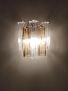  JL Light Style Murano glass wall sconce with side alternated clear and smokey tronchi glasses - 4298317