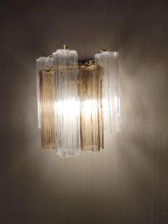  JL Light Style Murano glass wall sconce with side alternated clear and smokey tronchi glasses - 4298318