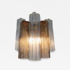  JL Light Style Murano glass wall sconce with side alternated clear and smokey tronchi glasses - 4413691