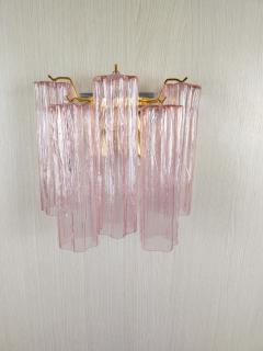  JL Light Style Murano glass wall sconce with side alternated pink tronchi glasses - 4550738
