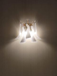  JL Light Style Murano glass wall sconce with white feathers glasses - 4297977