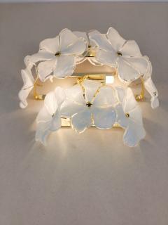  JL Light Style Murano glass wall sconce with white flowers in symmetric shape - 4298451