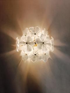  JL Light Style Murano glass wall sconce with white flowers in symmetric shape - 4298452