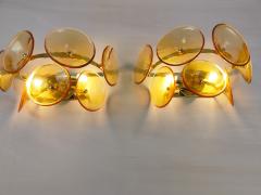  JL Light Style Pair of Murano glass wall sconces with amber Trumpets - 4536506