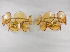  JL Light Style Pair of Murano glass wall sconces with amber Trumpets - 4536627