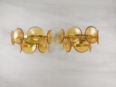  JL Light Style Pair of Murano glass wall sconces with amber Trumpets - 4536631