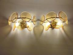  JL Light Style Pair of Murano glass wall sconces with amber Trumpets - 4536665