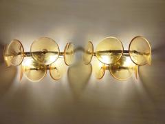  JL Light Style Pair of Murano glass wall sconces with amber Trumpets - 4536667