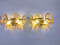  JL Light Style Pair of Murano glass wall sconces with amber Trumpets - 4536701