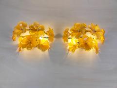  JL Light Style Pair of Murano glass wall sconces with amber flowers - 4550770