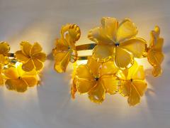  JL Light Style Pair of Murano glass wall sconces with amber flowers - 4550781