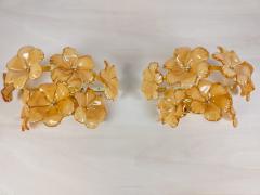  JL Light Style Pair of Murano glass wall sconces with amber flowers - 4550783
