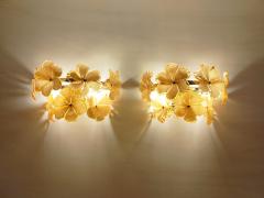  JL Light Style Pair of Murano glass wall sconces with amber flowers - 4550784