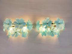  JL Light Style Pair of Murano glass wall sconces with green flowers - 4535185