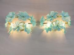  JL Light Style Pair of Murano glass wall sconces with green flowers - 4535186