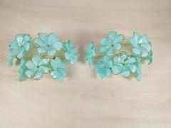  JL Light Style Pair of Murano glass wall sconces with green flowers - 4535188