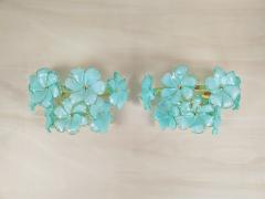  JL Light Style Pair of Murano glass wall sconces with green flowers - 4535189