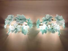  JL Light Style Pair of Murano glass wall sconces with green flowers - 4535192