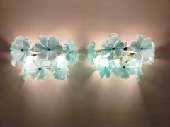  JL Light Style Pair of Murano glass wall sconces with green flowers - 4535194