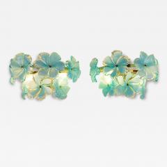  JL Light Style Pair of Murano glass wall sconces with green flowers - 4583594