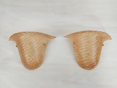  JL Light Style Pair of Murano glass wall sconces with half cup oblique striped amber grained - 4535079