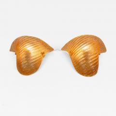  JL Light Style Pair of Murano glass wall sconces with half cup oblique striped amber grained - 4748046
