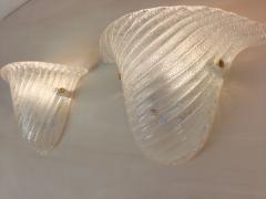  JL Light Style Pair of Murano glass wall sconces with half cup oblique striped clear grained - 4535100