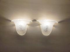  JL Light Style Pair of Murano glass wall sconces with half cup oblique striped clear grained - 4535102
