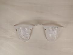  JL Light Style Pair of Murano glass wall sconces with half cup oblique striped clear grained - 4535154