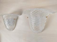  JL Light Style Pair of Murano glass wall sconces with half cup oblique striped clear grained - 4535155