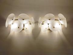  JL Light Style Pair of Murano glass wall sconces with satin Trumpets - 4536257