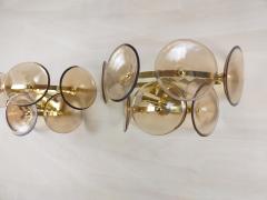  JL Light Style Pair of Murano glass wall sconces with smokey brown Trumpets - 4536824