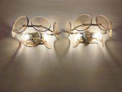  JL Light Style Pair of Murano glass wall sconces with smokey brown Trumpets - 4536838